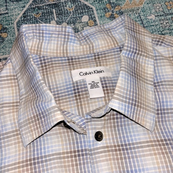 Men’s CALVIN KLEIN Plaid Button Down Dress Shirt, Size XLarge - Picture 3 of 6